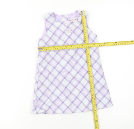 Next Girls Purple Check A-Line Sleeveless Dress 12-18 Months