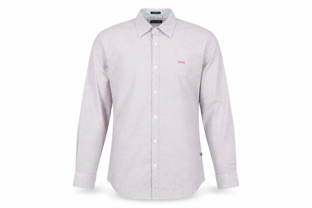 Guess Mens White Slim Fit Geometric Long Sleeve Button Up Shirt Size L