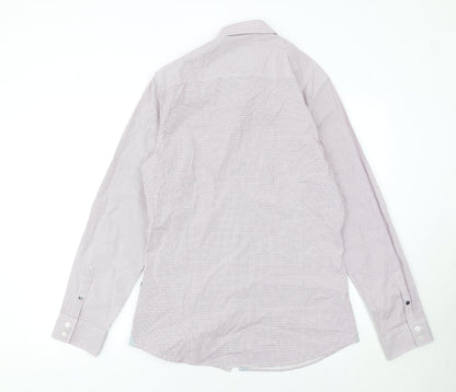 Guess Mens White Slim Fit Geometric Long Sleeve Button Up Shirt Size L