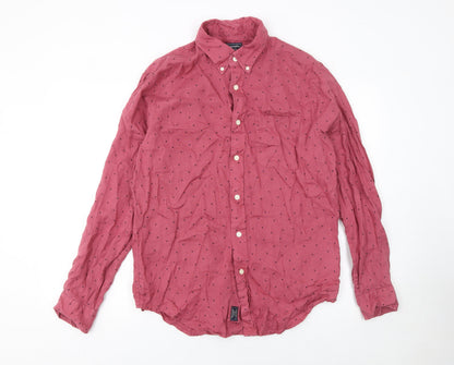 Abercrombie & Fitch Men’s Red Linen Long Sleeve Button-Up Shirt Size L