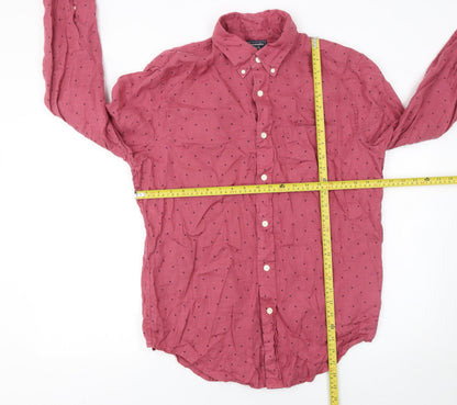 Abercrombie & Fitch Men’s Red Linen Long Sleeve Button-Up Shirt Size L