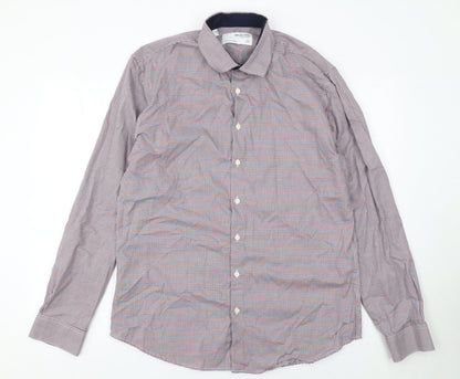 SELECTED HOMME Men's Multicoloured Slim Fit Check Button-Up Shirt Size 17.5 Long Sleeve