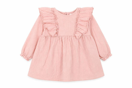 H&M Girls Pink Ruffle A-Line Long Sleeve Dress 9-12 Months