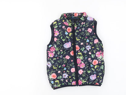 Name It Girls Multicoloured Floral Puffer Waistcoat Gilet 2 Years