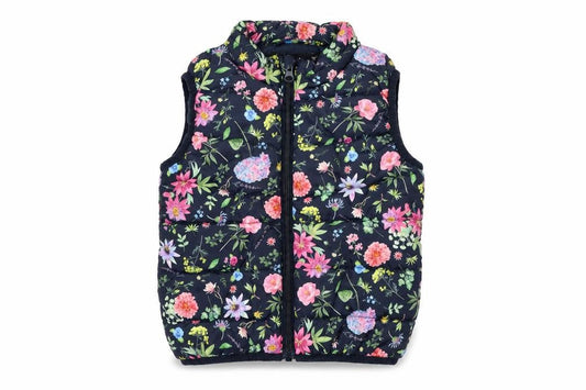Name It Girls Multicoloured Floral Puffer Waistcoat Gilet 2 Years