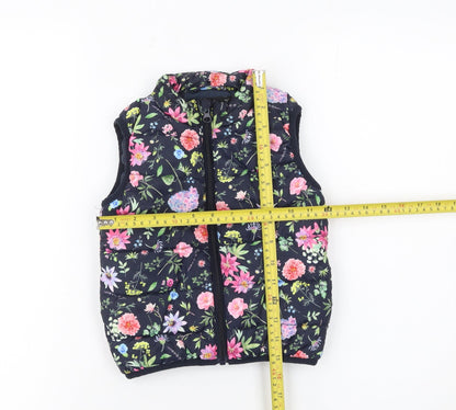 Name It Girls Multicoloured Floral Puffer Waistcoat Gilet 2 Years