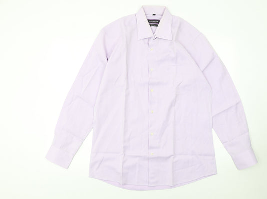 Benetti Men's Purple Striped Long Sleeve Cotton Blend Button-Up Shirt Size 16