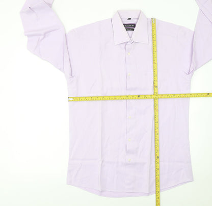 Benetti Men's Purple Striped Long Sleeve Cotton Blend Button-Up Shirt Size 16
