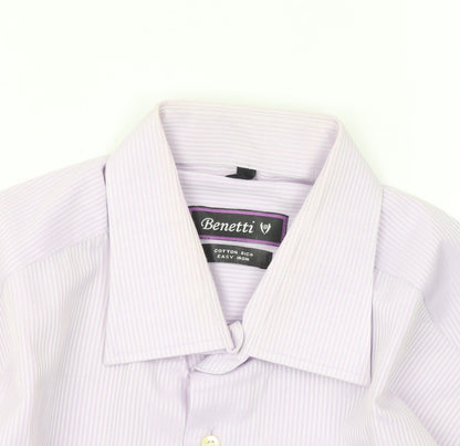 Benetti Men's Purple Striped Long Sleeve Cotton Blend Button-Up Shirt Size 16