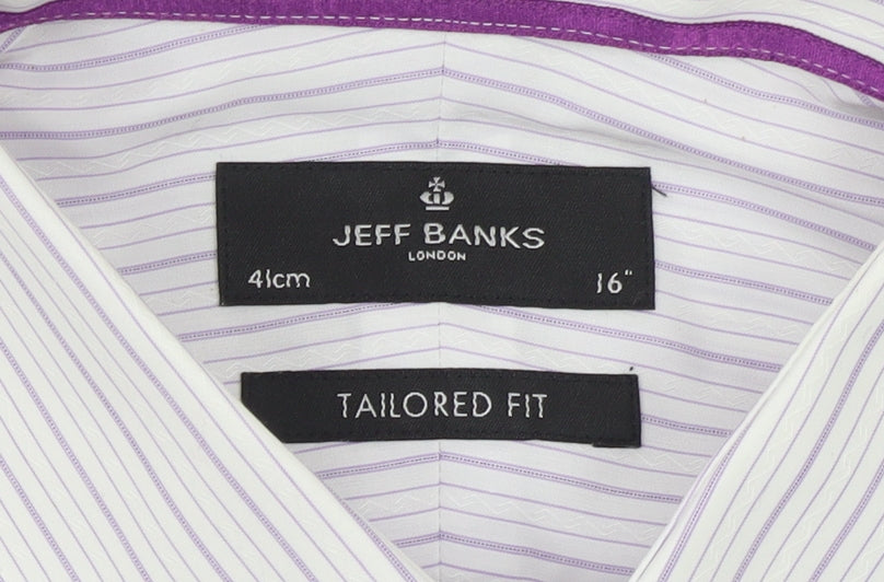 Mens UK Collar Size 16 Jeff Banks Smart White  Dress Shirt