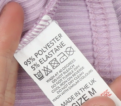 Another Reason Women Purple Cropped V-Neck Ribbed Long Sleeve Top M