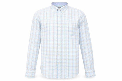 Dunnes Men's Blue Check Cotton Long Sleeve Button-Up Shirt Size L