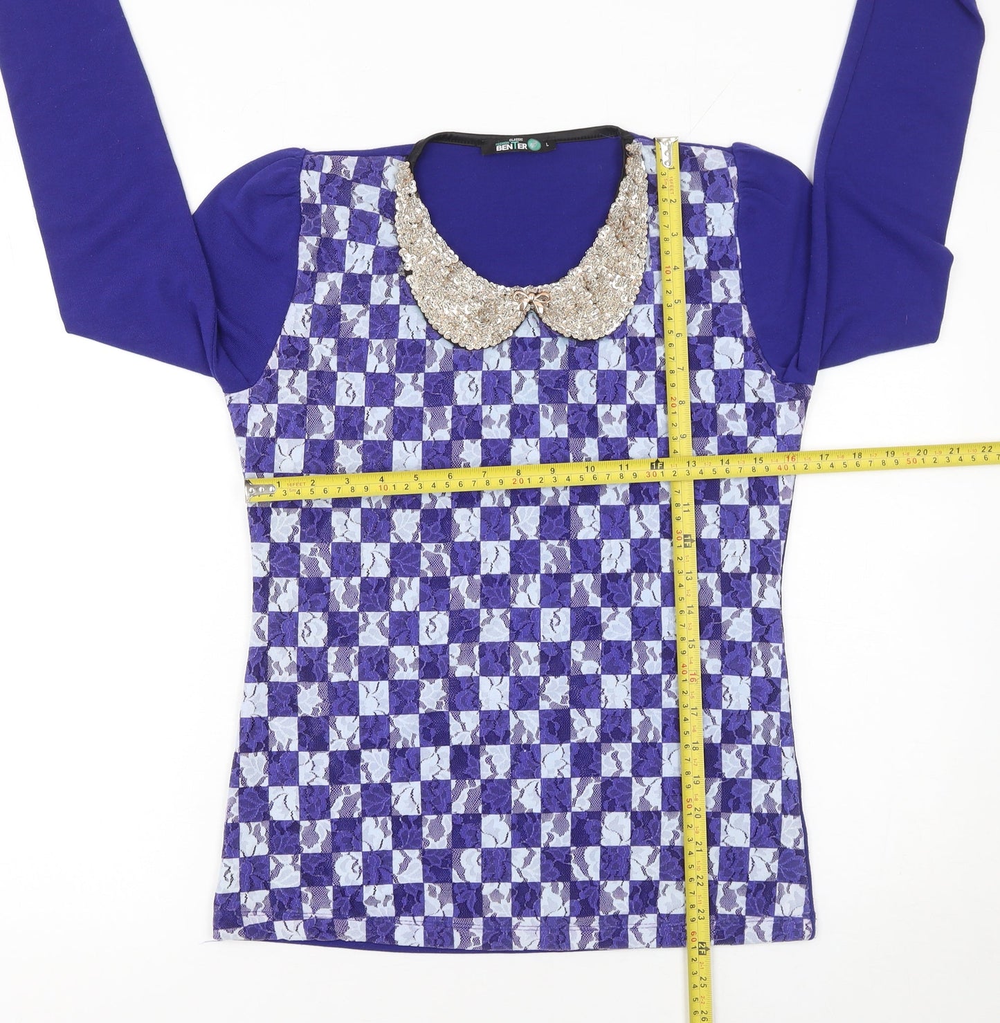 Womens UK Size L Benter Blue Classic Blouse