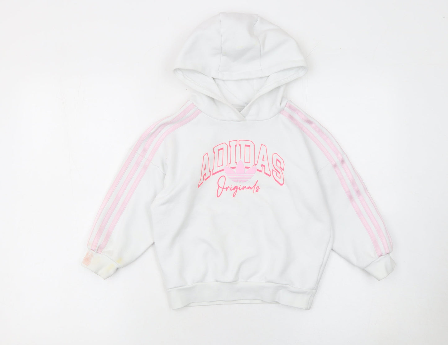 Girls UK Size 5-6 Years adidas White Pullover Hoodie