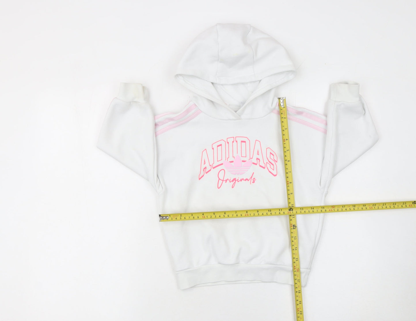 Girls UK Size 5-6 Years adidas White Pullover Hoodie