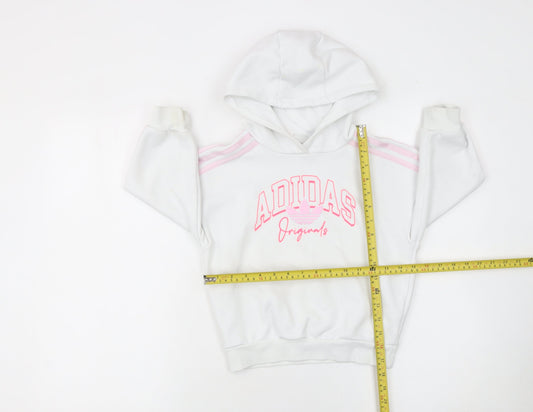 Girls UK Size 5-6 Years adidas White Pullover Hoodie