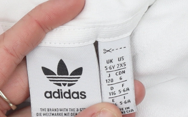 Girls UK Size 5-6 Years adidas White Pullover Hoodie