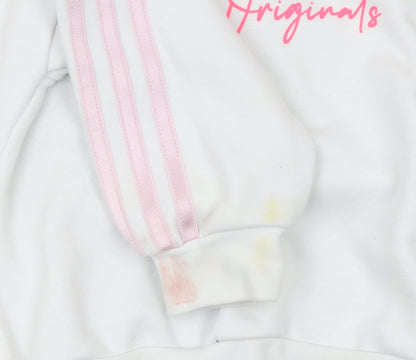 Girls UK Size 5-6 Years adidas White Pullover Hoodie