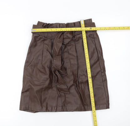 Womens UK Size 8 New Look Straight & Pencil Faux Leather Skirt