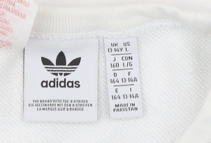 adidas Boys Blue & White Colourblock Crew Neck Sweatshirt 13-14 Years