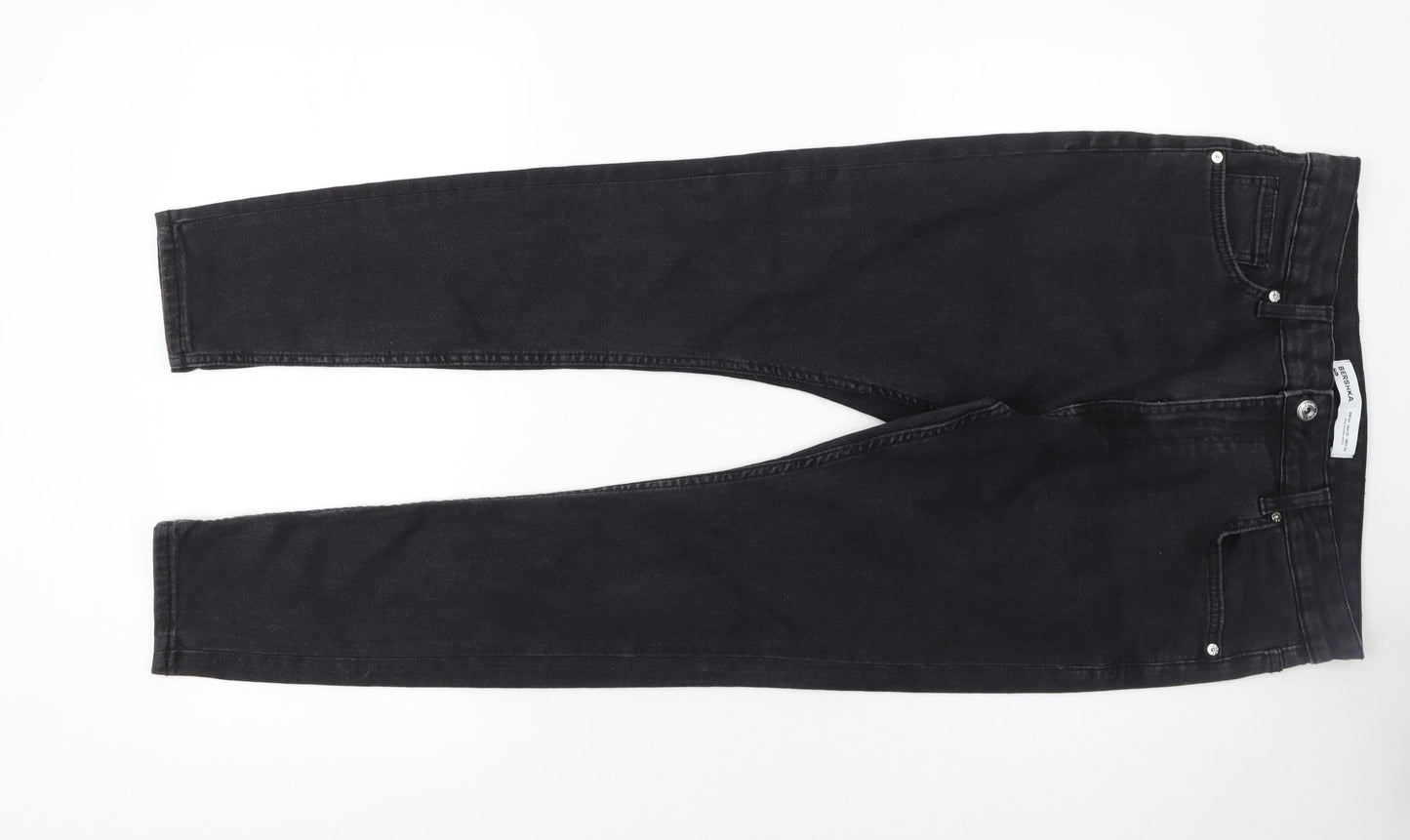 Mens UK Size 32 Bershka Slim Fit Skinny Black Jeans