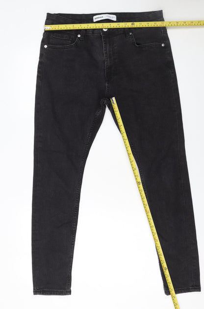 Mens UK Size 32 Bershka Slim Fit Skinny Black Jeans