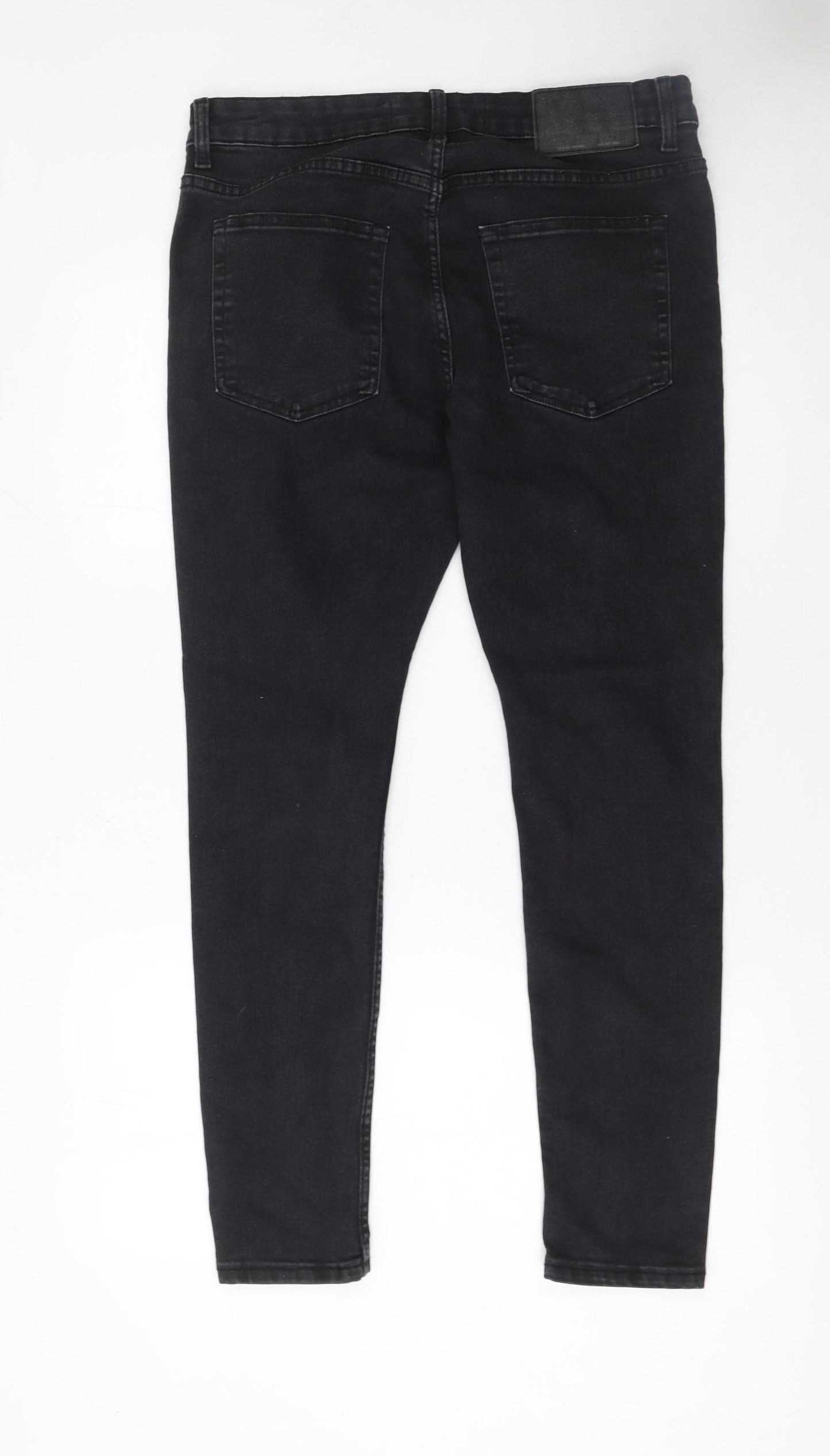 Mens UK Size 32 Bershka Slim Fit Skinny Black Jeans