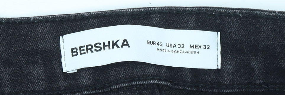 Mens UK Size 32 Bershka Slim Fit Skinny Black Jeans