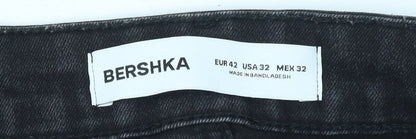 Mens UK Size 32 Bershka Slim Fit Skinny Black Jeans