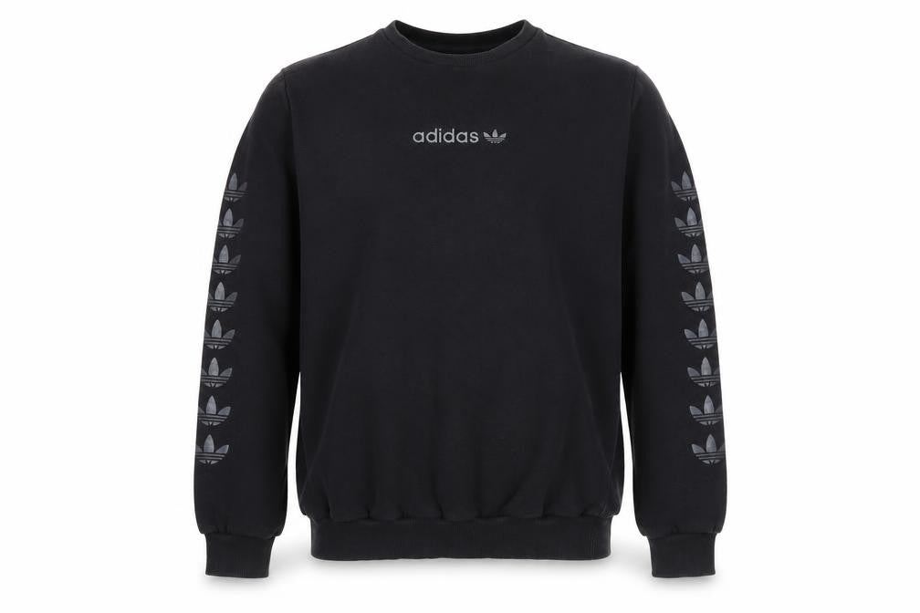 Front view of Adidas boys’ black logo pullover sweatshirt xl 15-16 years fleece