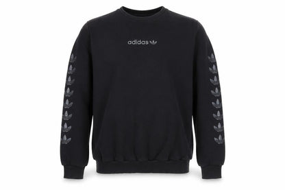 Front view of Adidas boys’ black logo pullover sweatshirt xl 15-16 years fleece
