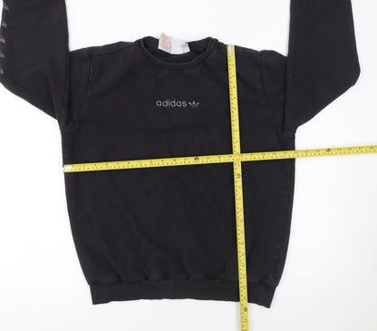 Adidas Boys Black Logo Pullover Sweatshirt XL 15-16 Years Fleece