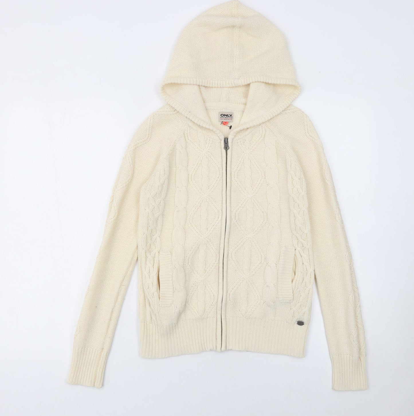 Womens UK Size M Only Ivory Full Zip Jumper