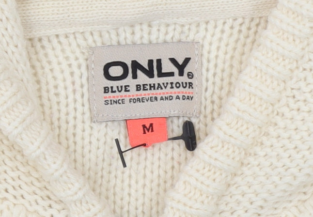 Womens UK Size M Only Ivory Full Zip Jumper