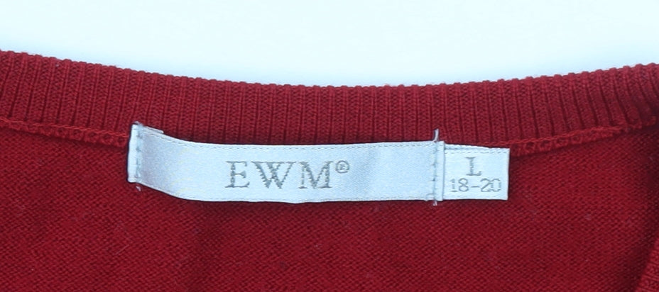 Womens UK Size 1820 EWM Red Pullover Jumper