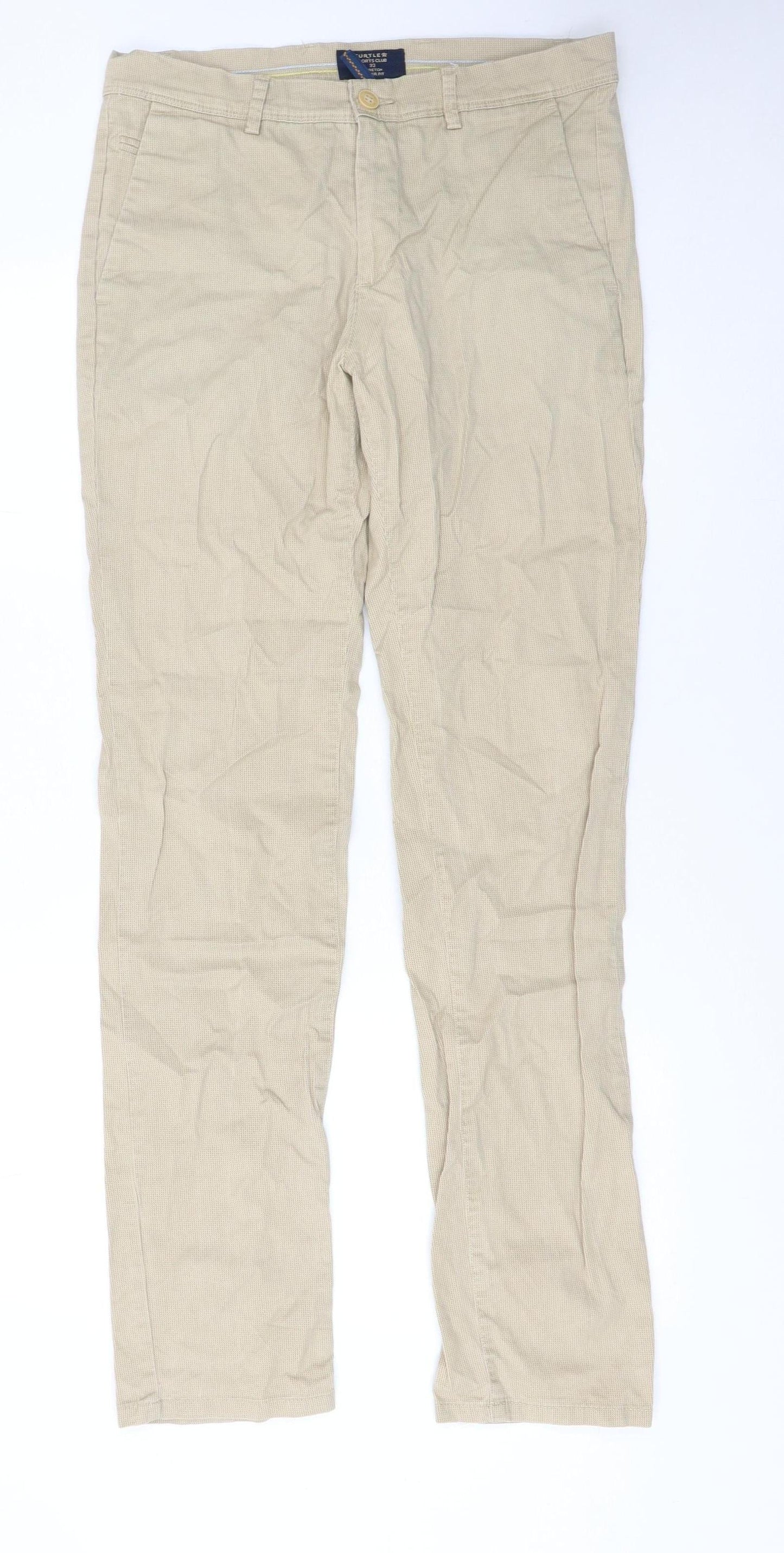 Mens UK Size M Turtle Slim Fit Chino Beige Trousers