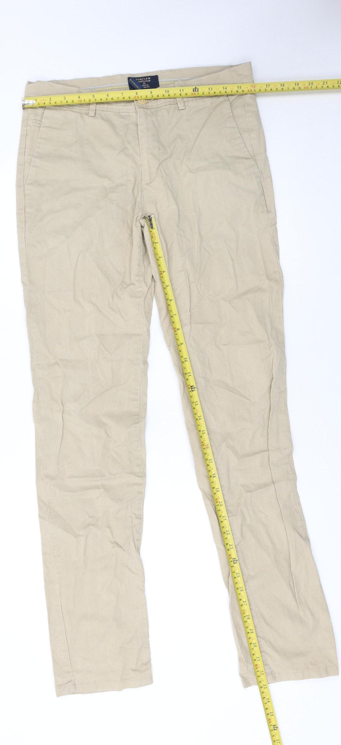 Mens UK Size M Turtle Slim Fit Chino Beige Trousers