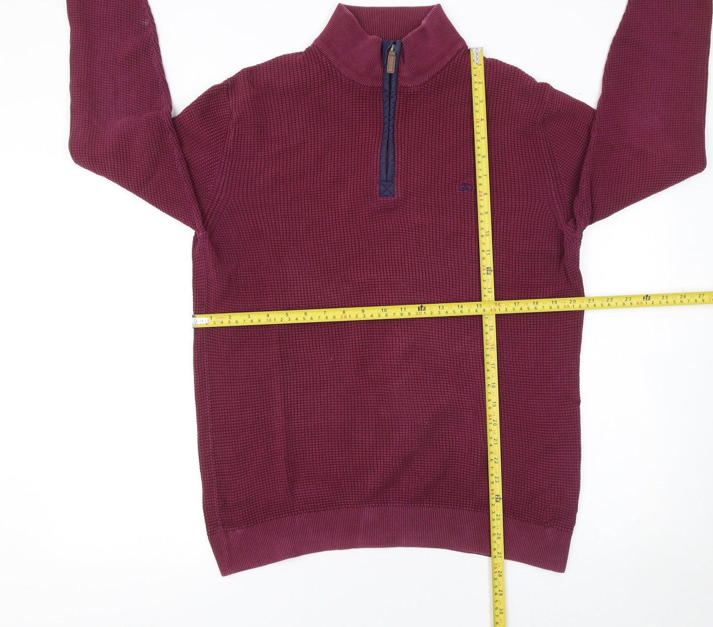 Mens UK Size L André Jeanswear Red 1/4 Zip Jumper
