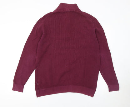 Mens UK Size L André Jeanswear Red 1/4 Zip Jumper