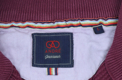 Mens UK Size L André Jeanswear Red 1/4 Zip Jumper
