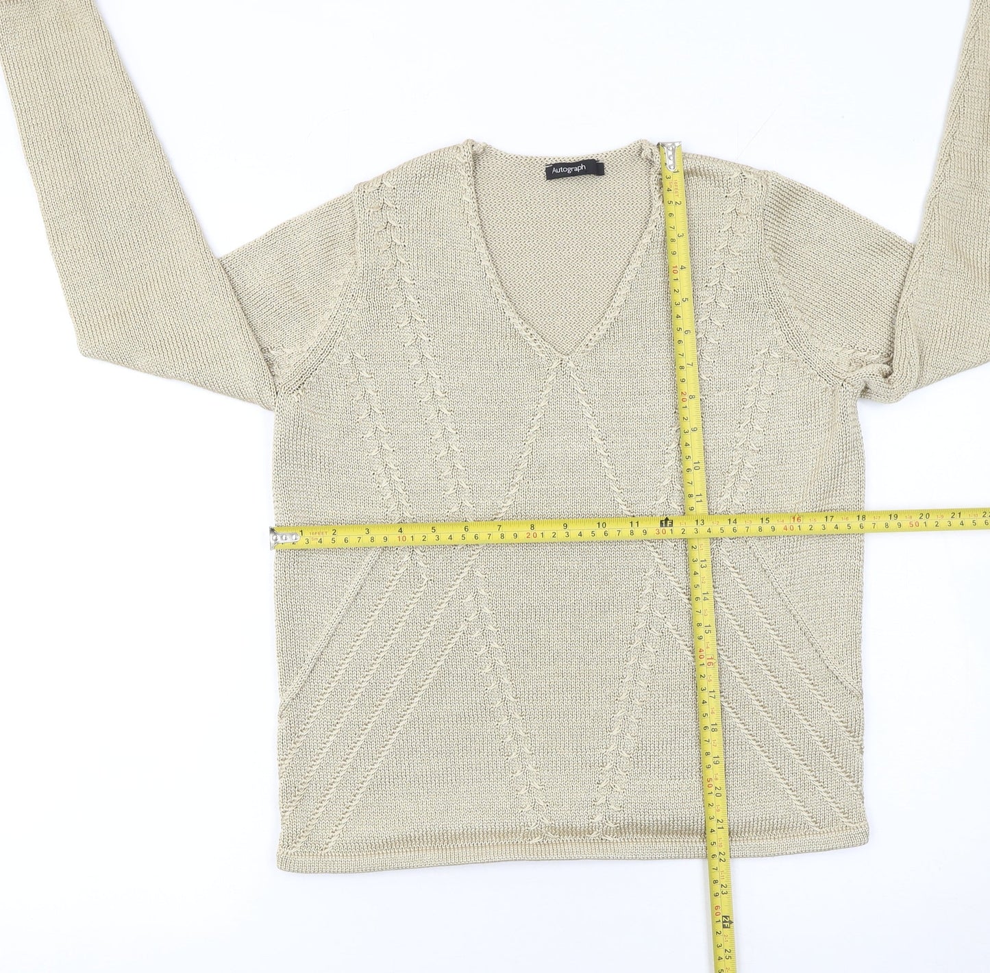Womens UK Size 14 Marks and Spencer Beige Pullover Jumper