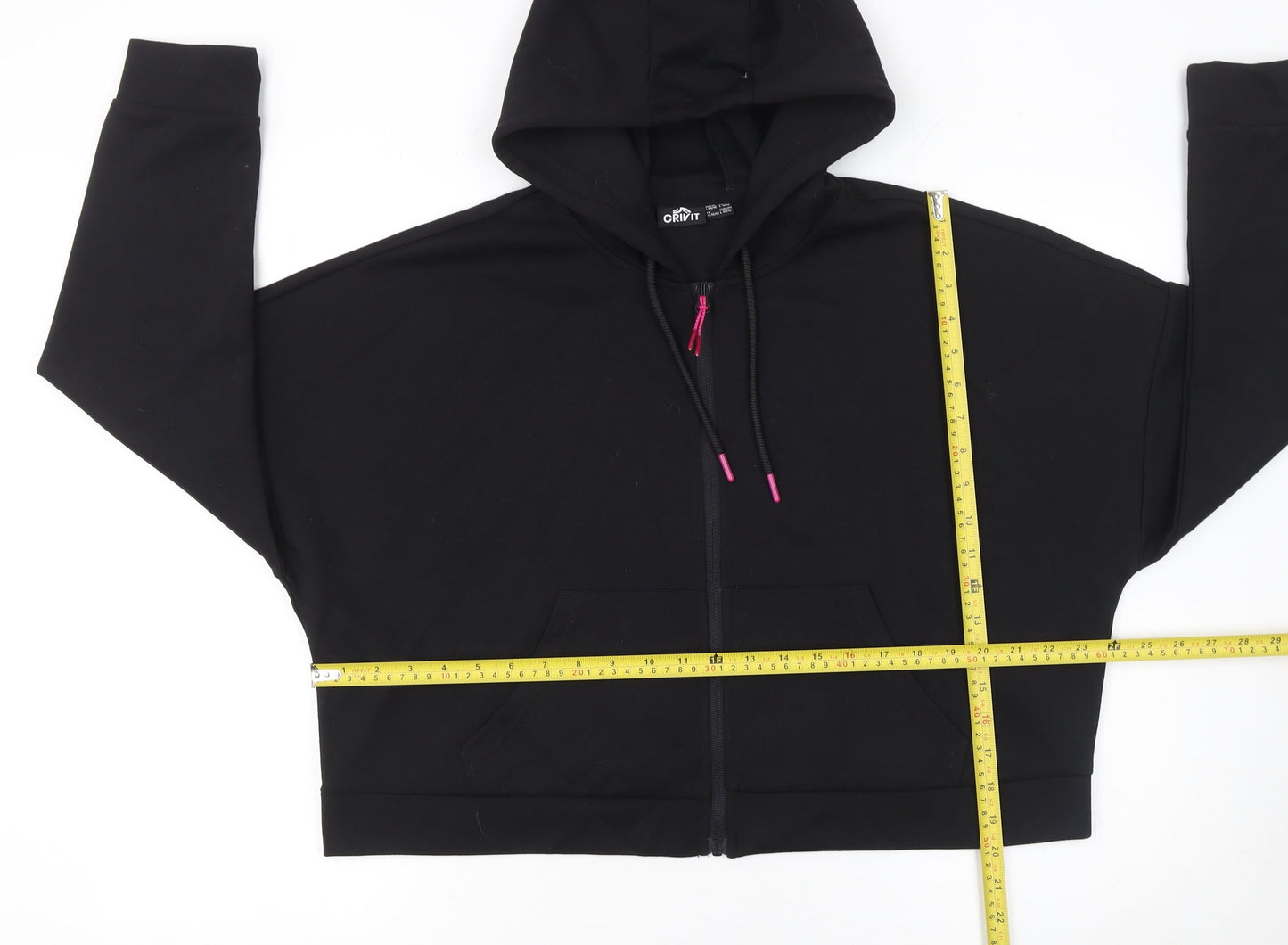 Womens UK Size L Crivit Black Full Zip Hoodie
