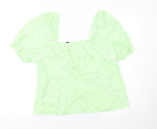 Womens UK Size 16 Dunnes Stores Green Cropped Blouse