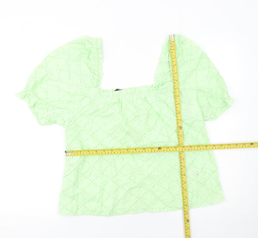 Womens UK Size 16 Dunnes Stores Green Cropped Blouse