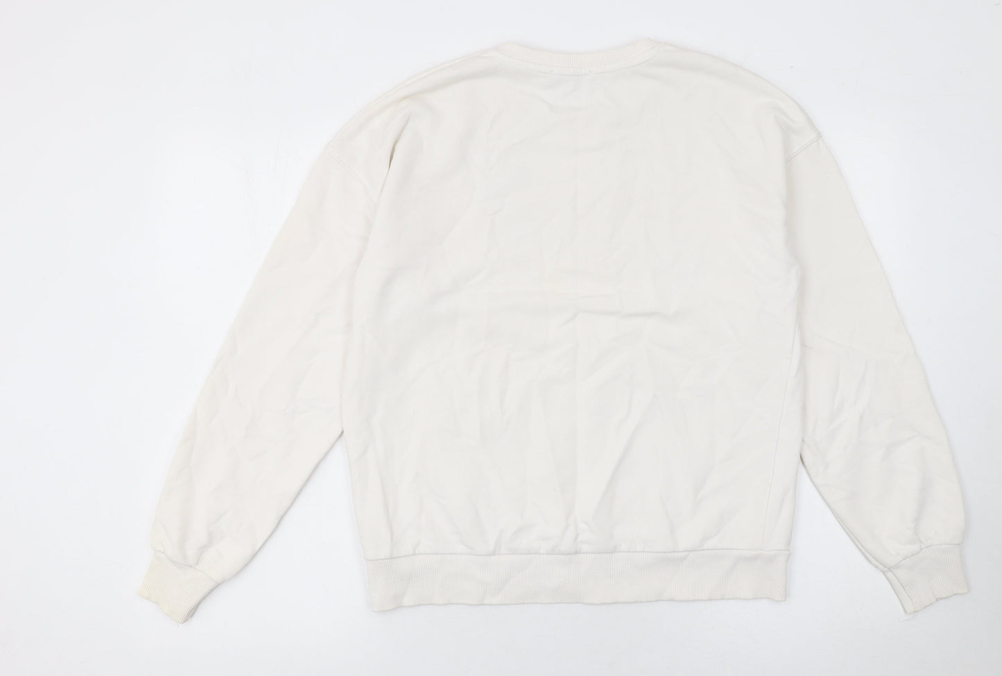 Womens UK Size 12 Stradivarius White Pullover Sweatshirt