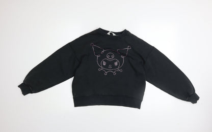 H&M Girls Black Kuromi Rhinestone Pullover Sweatshirt 11-12 Years