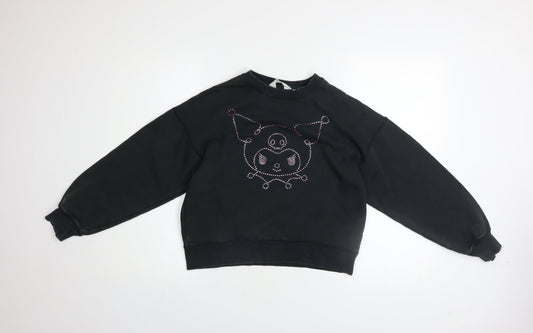 H&M Girls Black Kuromi Rhinestone Pullover Sweatshirt 11-12 Years