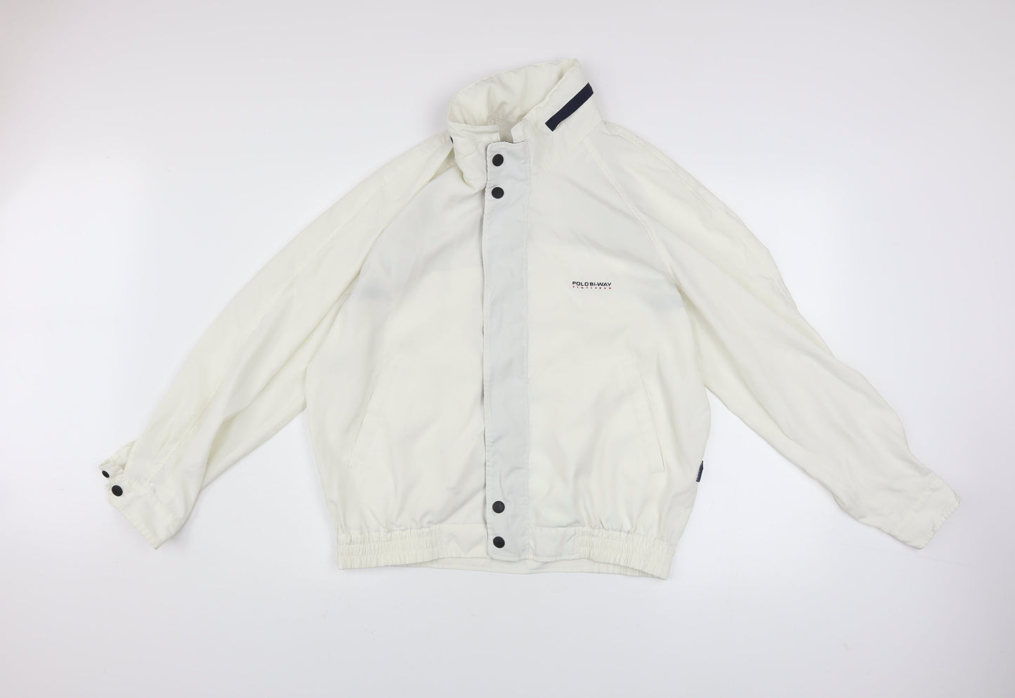 Mens UK Size L Polo Bi-Way White Windbreaker Coat
