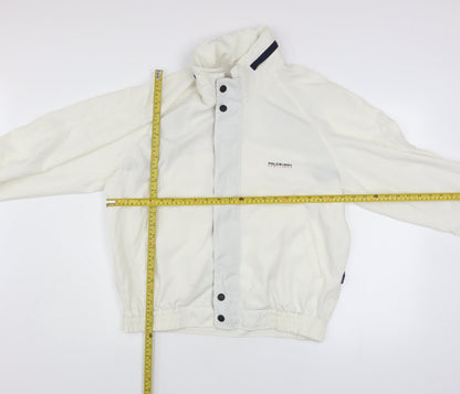 Mens UK Size L Polo Bi-Way White Windbreaker Coat