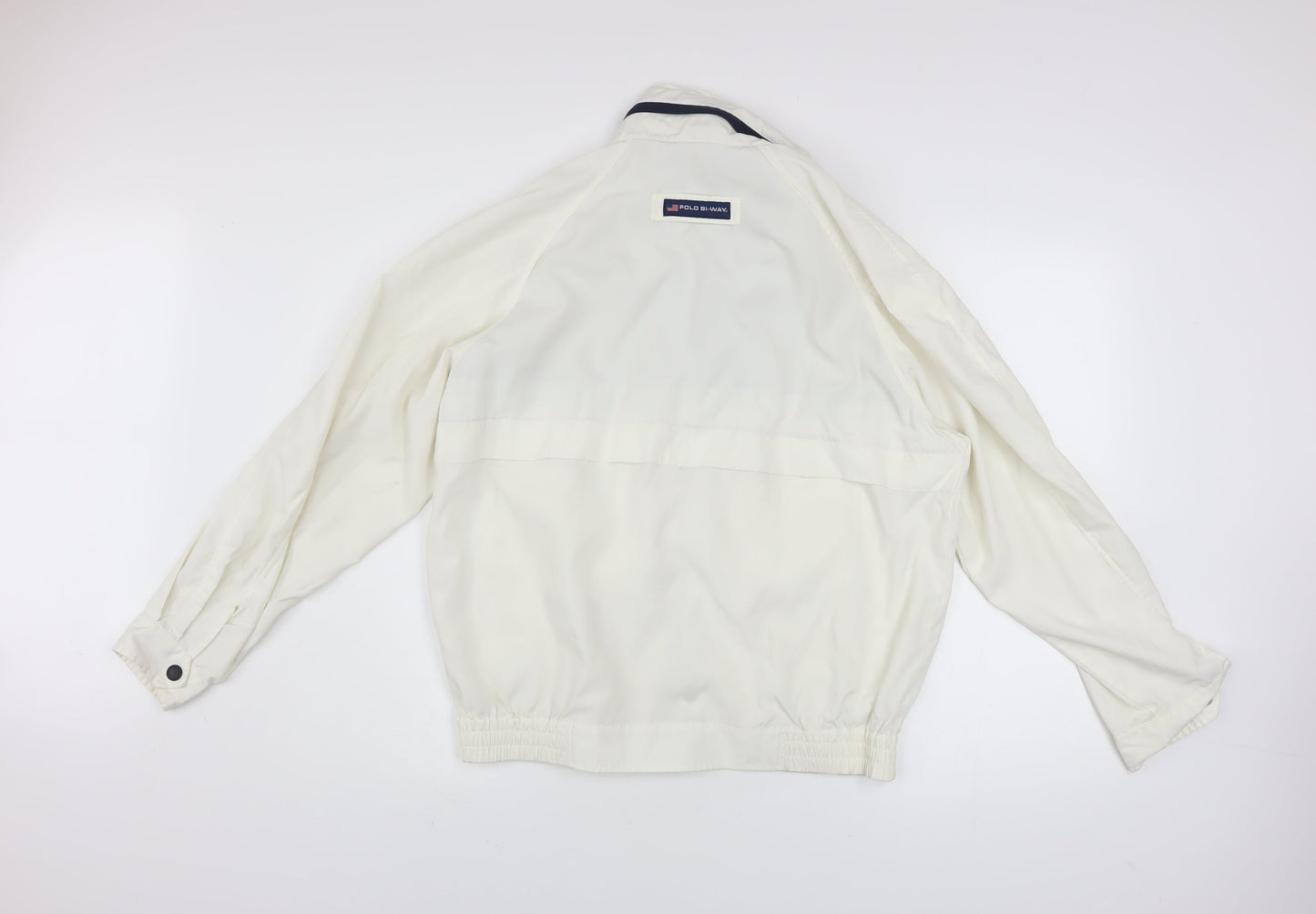 Mens UK Size L Polo Bi-Way White Windbreaker Coat